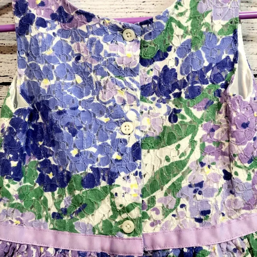 Children's Place Purple Floral Print Lace Dress Size 4T - Picture 8 of 9